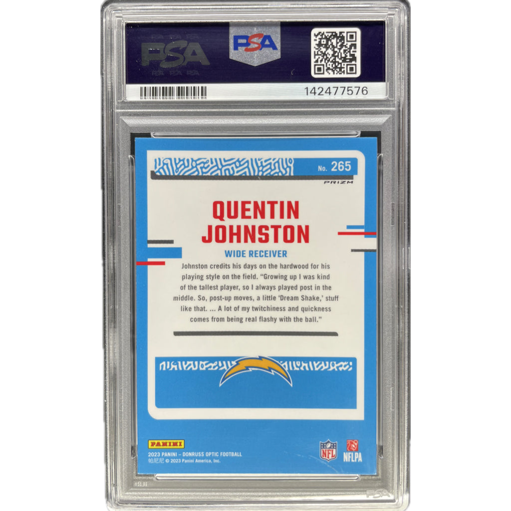 2023 Panini Donruss Optic Quentin Johnston Pink #265 PSA AUTH Auto 10