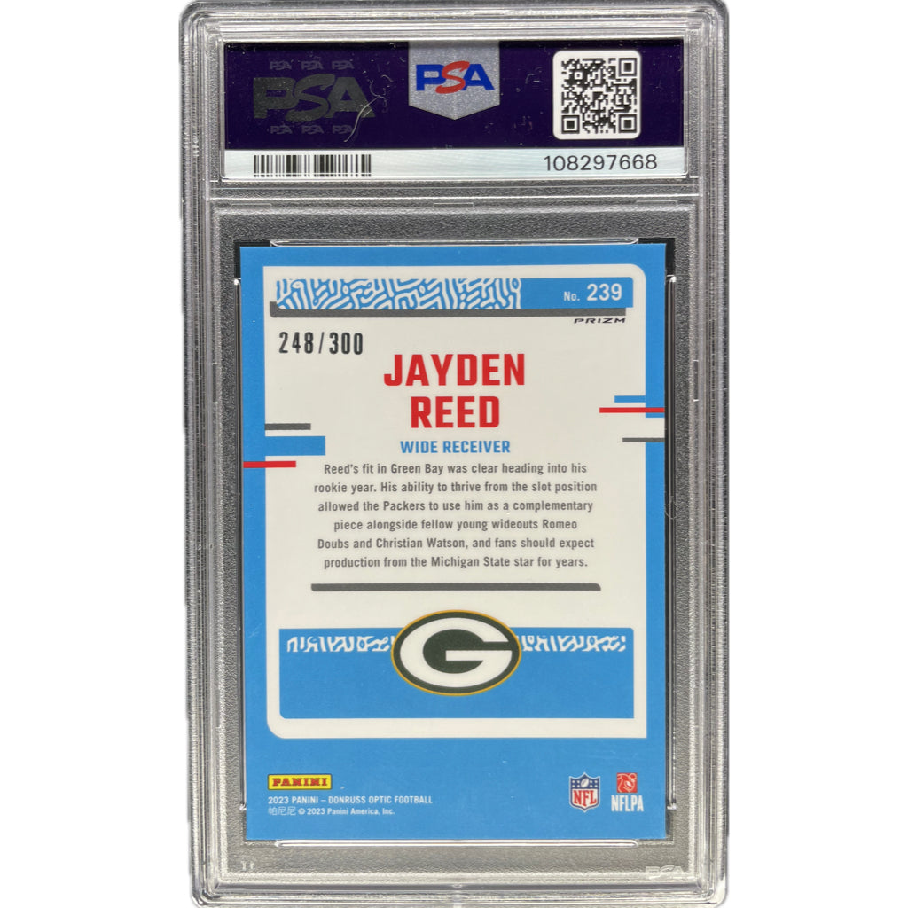 2023 Panini Donruss Optic Jayden Reed Wave #239 PSA 10 Auto 10