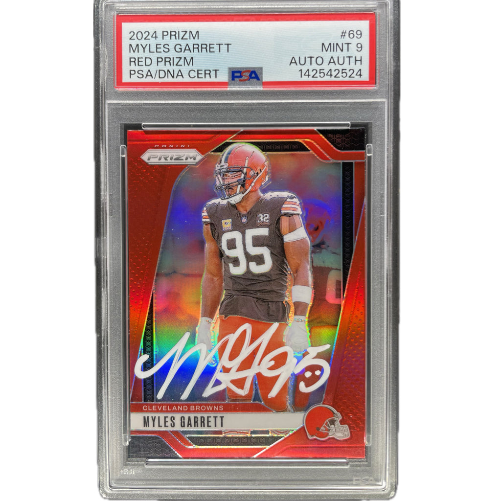 2024 Panini Prizm Myles Garrett Red Prizm #69 PSA 9 Auto AUTH