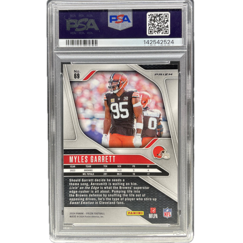 2024 Panini Prizm Myles Garrett Red Prizm #69 PSA 9 Auto AUTH