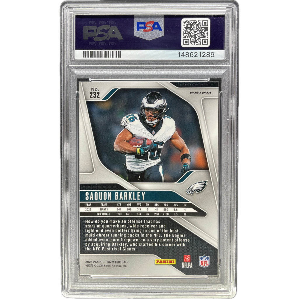 2024 Panini Prizm Saquon Barkley Green Prizm #232 PSA 9 Auto AUTH