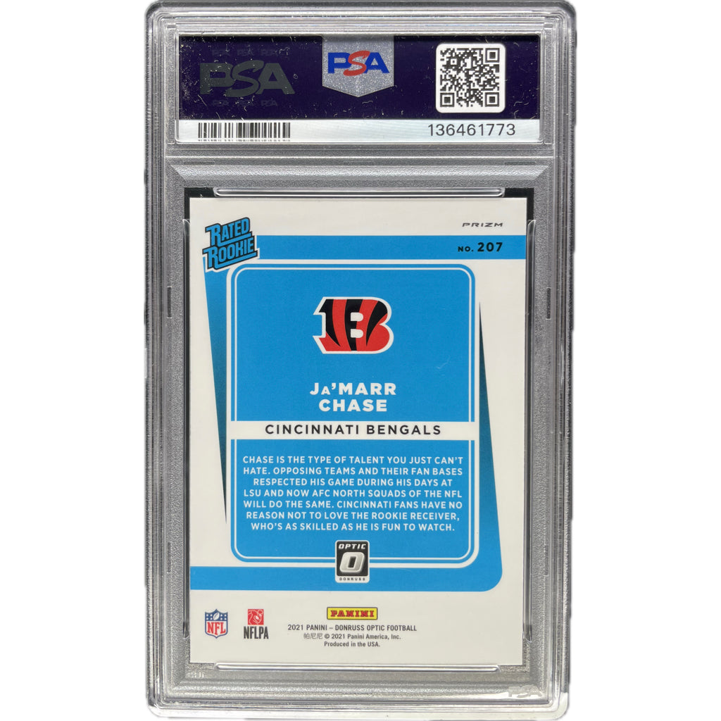2021 Panini Donruss Optic Ja'Marr Chase Bronze #207 PSA 8 Auto 10