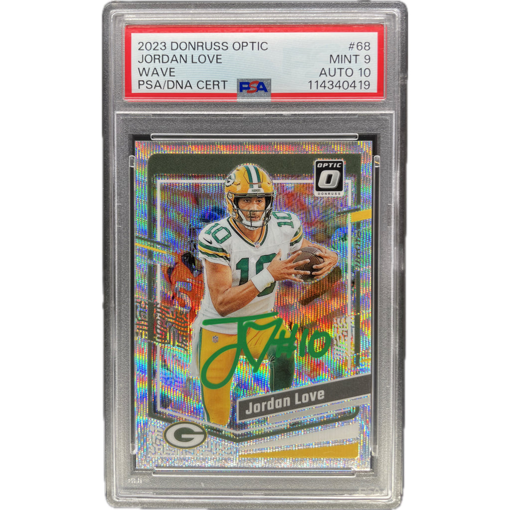 2023 Panini Donruss Optic Jordan Love Wave #68 PSA 9 Auto 10
