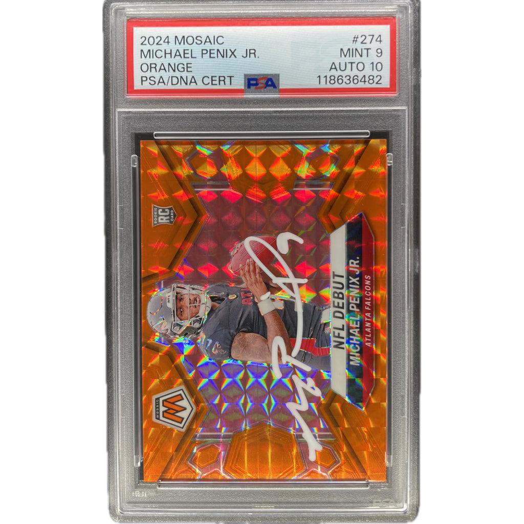 2024 Panini Mosaic Michael Penix Jr. Orange #274 PSA 9 Auto 10