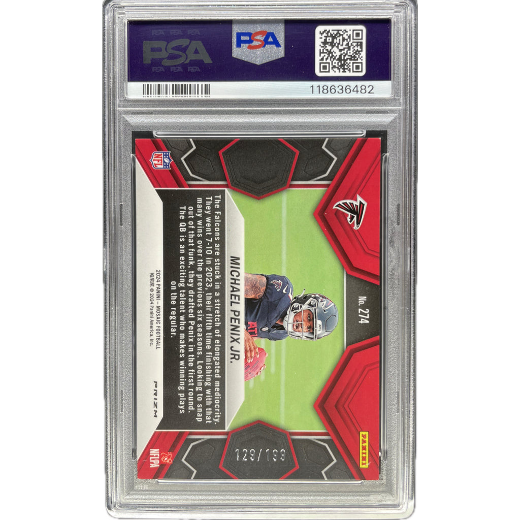 2024 Panini Mosaic Michael Penix Jr. Orange #274 PSA 9 Auto 10