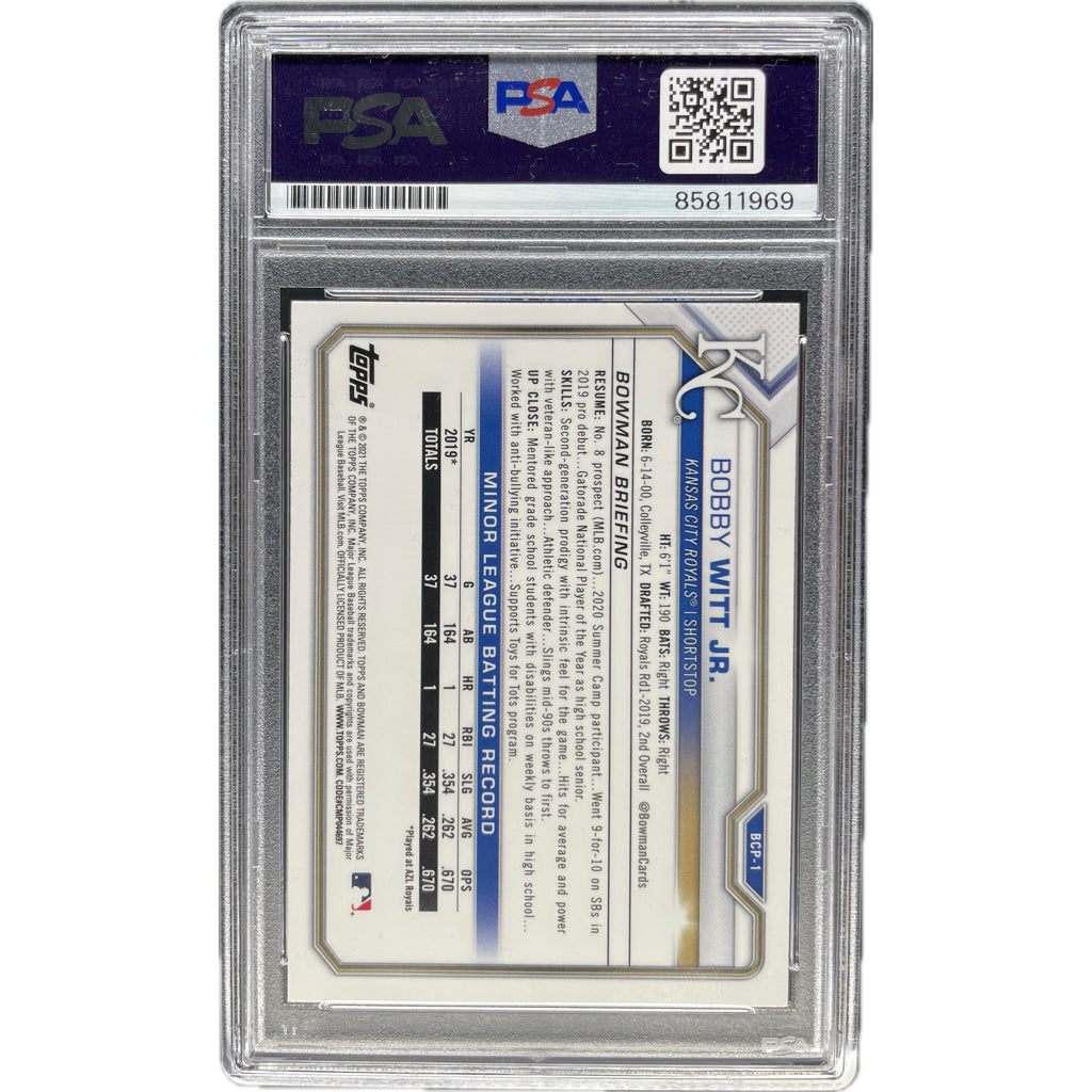 2021 Topps Bowman Chrome Bobby Witt Jr. #BCP-1 PSA AUTH Auto AUTH