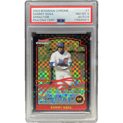 2003 Bowman Chrome Sammy Sosa Xfractor #7 PSA 8 Auto 8