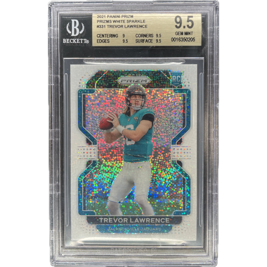 2021 Panini Prizm Trevor Lawrence Prizms White Sparkle #331 BGS Mint 9.5