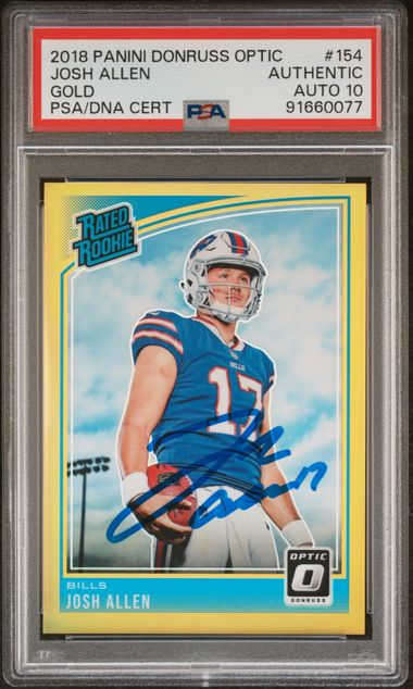 2018 Panini Donruss Optic Josh Allen Gold #154 PSA Auth Auto 10