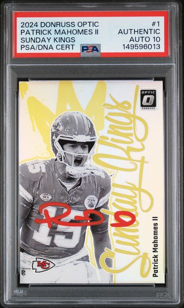2024 Panini Donruss Optic Patrick Mahomes II Sunday Kings #1 PSA AUTH Auto 10
