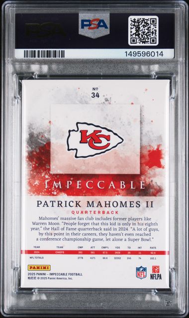 2025 Panini Impeccable Patrick Mahomes II Ruby #34 PSA AUTH Auto 10