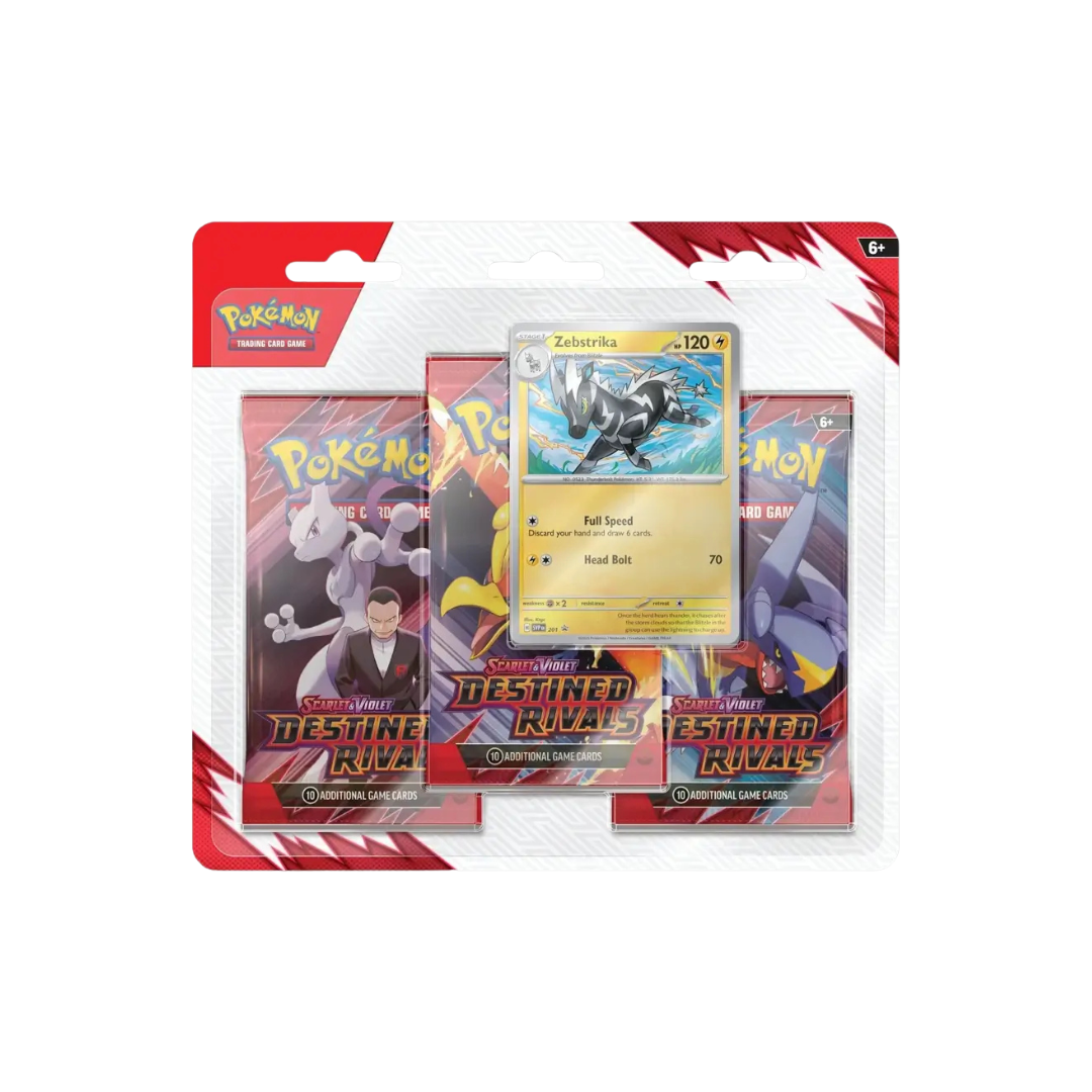 Pokémon Destined Rivals 3 Pack Blister (Zebstrika) Trading Card Game (TCG)