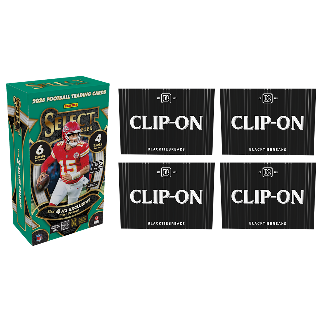 BREAK#S61 TUESDAY 2025 Panini Select Football H2 Hybrid Hobby + BlackTie Football Clip-On (x4) Team Break