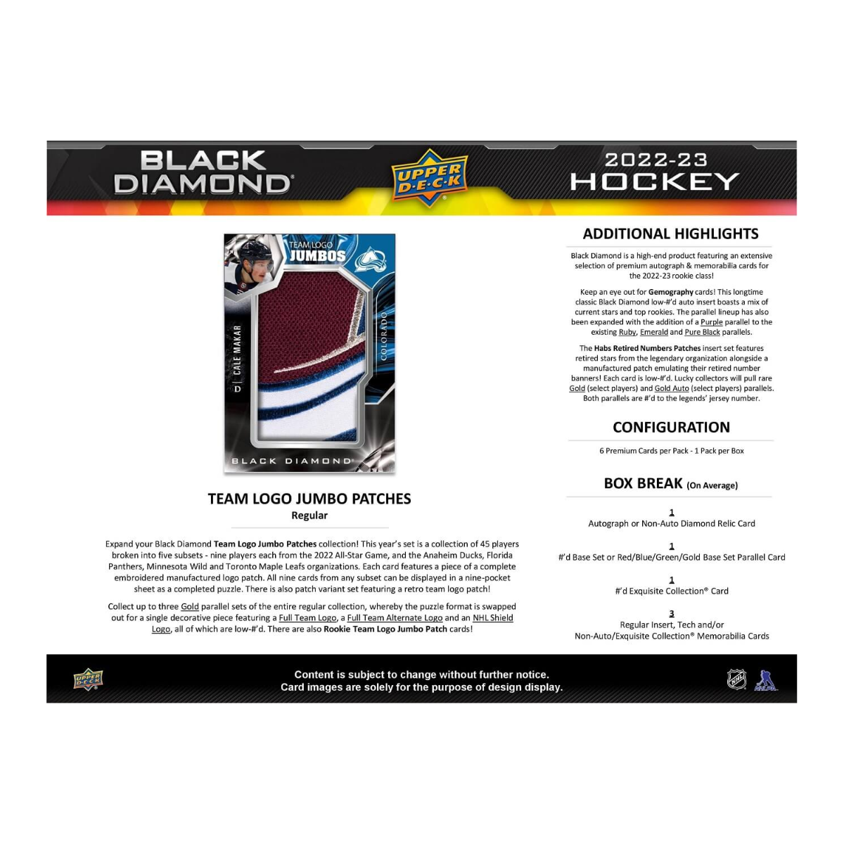 2022-23 Upper Deck Black Diamond Hockey Sports Trading Card Hobby Box