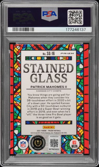 2021 Prizm Patrick Mahomes II Stained Glass #SG16 PSA GM-MT 10 Auto 10