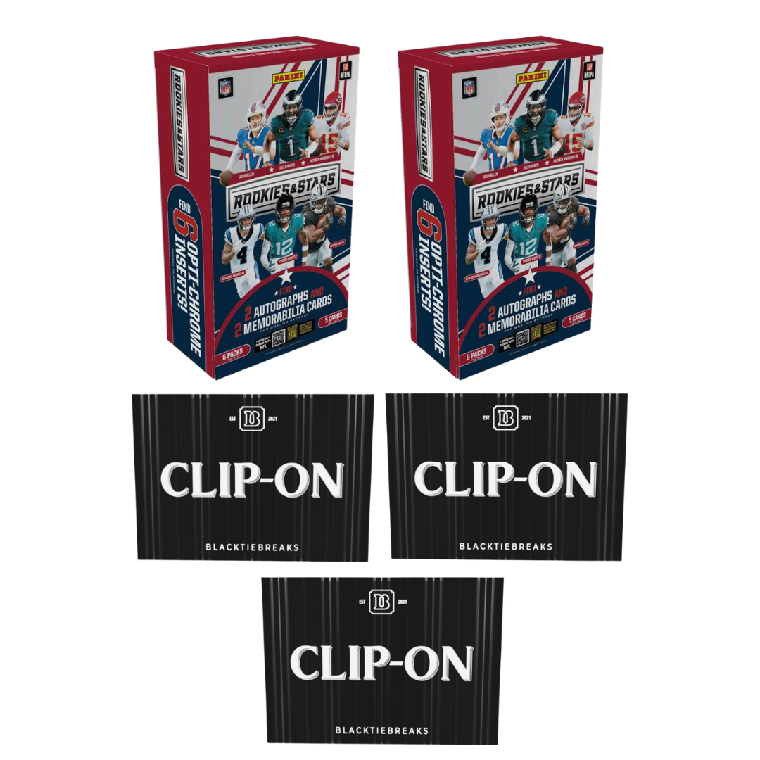 BREAK#S13 SATURDAY 2025 Panini Rookies & Stars Football Hobby (x2) + BlackTie Football Clip-On (x3) Team Break