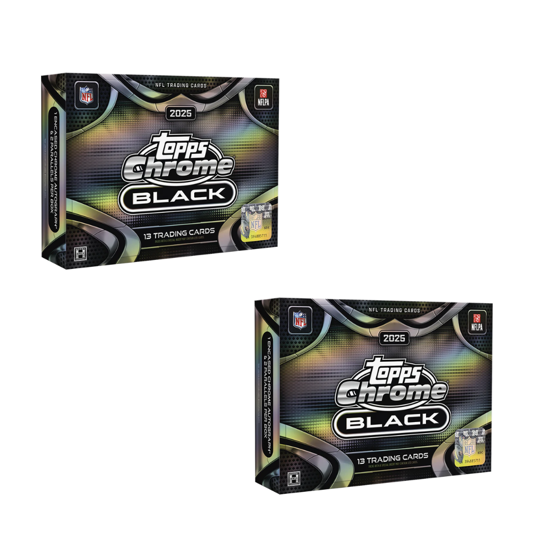 BREAK#08B  2025 Topps Chrome Black Football Hobby (x2) Pick Your Team 07/15/26 RIP ON FILL