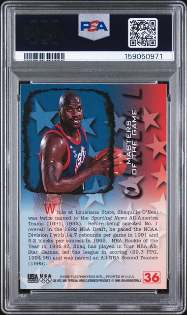 1996 Fleer USA Shaquille O'Neal Masters Of The Game #36 PSA GM-MT 10 Auto 10