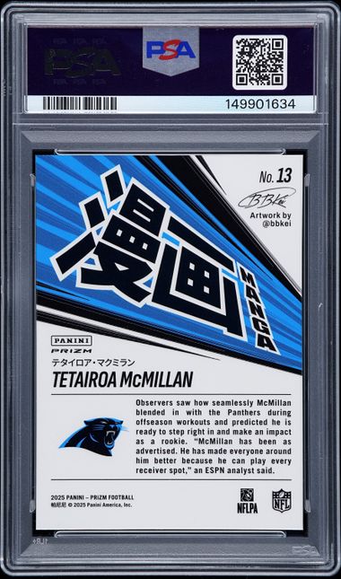2025 Prizm Tetairoa McMillan Manga Horizontal #13 PSA GM-MT 10