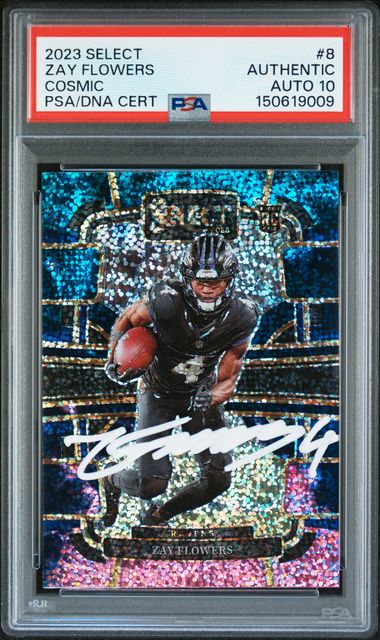 2023 Panini Prizm Zay Flowers Navy Camo #307 PSA NM-MT 8 Auto 10